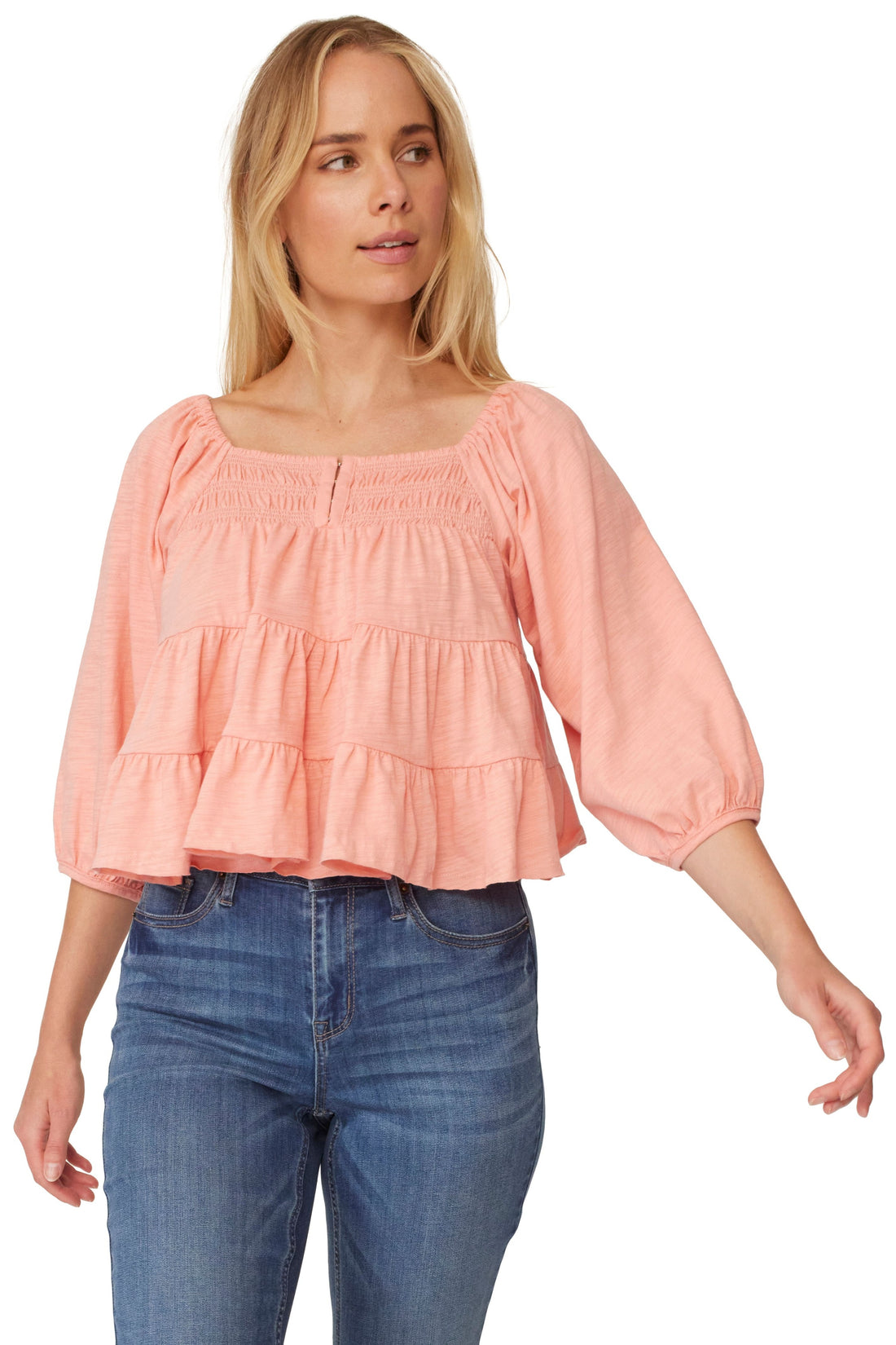 Petaluma 3/4 Puff Sleeve Tiered Top