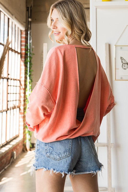 Mineral Washed Open Back Terry Top