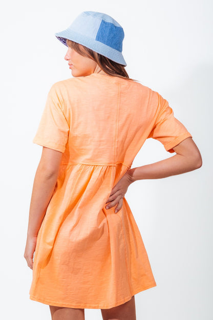 Stitch Detail Rollup Sleeve Comfy Dress